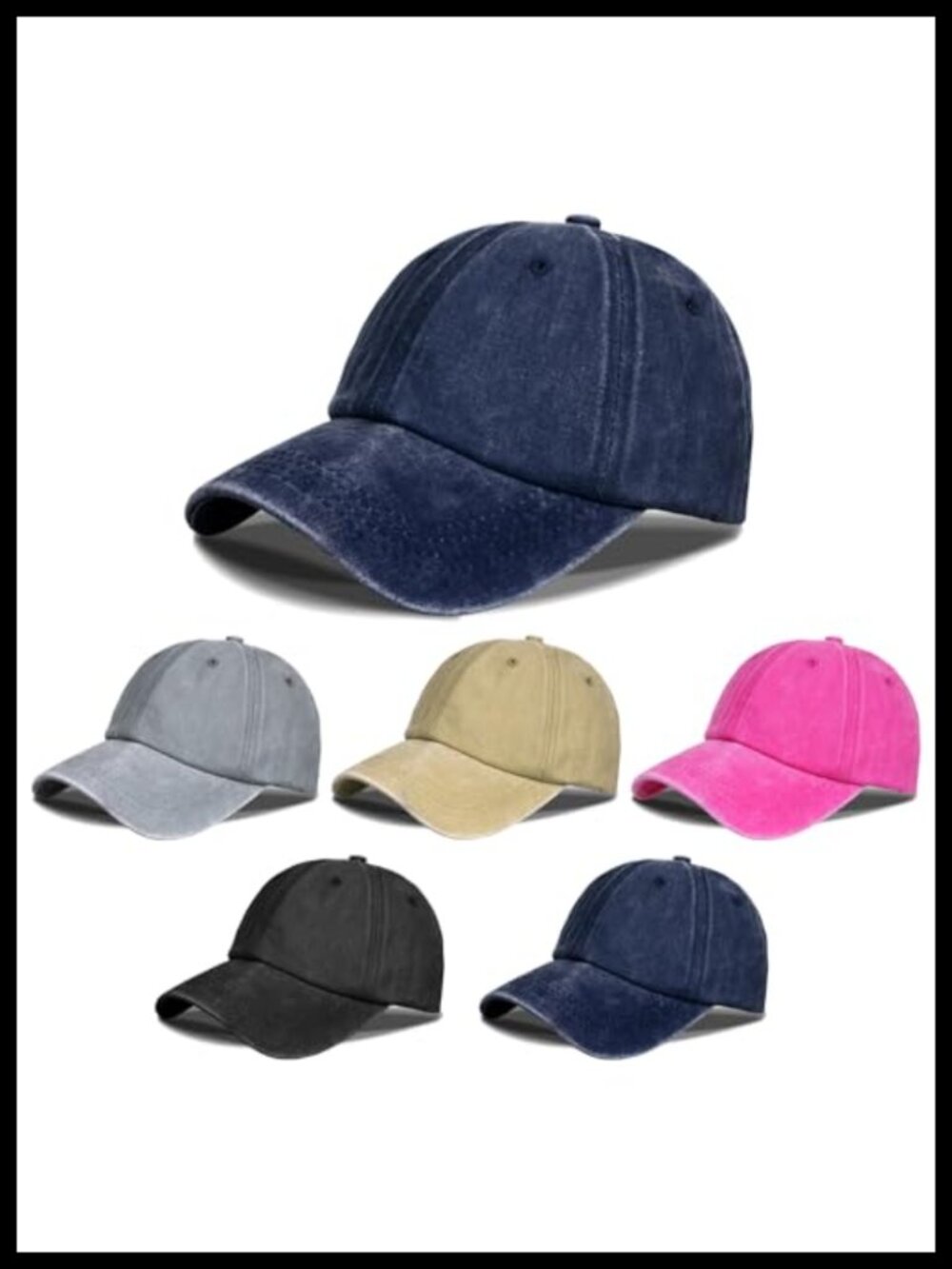 Washed Cotton Vintage Plain Baseball Cap Retro Adjustable Dad Hat Blank Solid